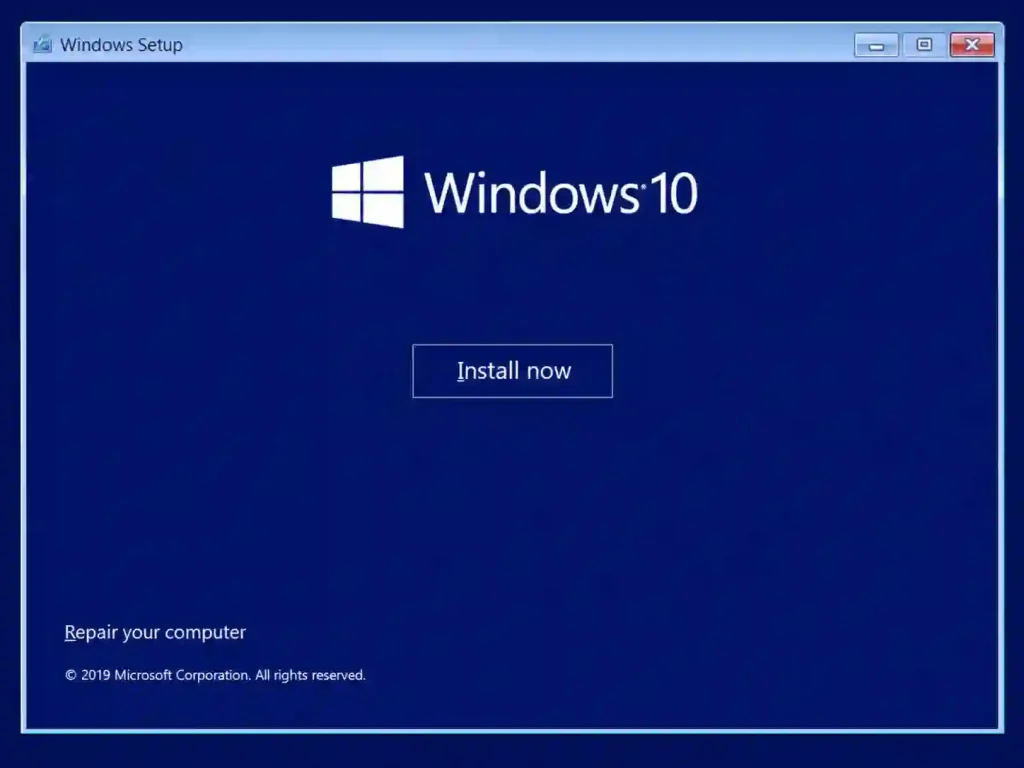 Windows 10 Setup Screen